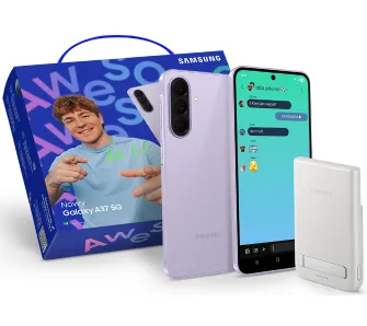Zestaw smartfon Samsung Galaxy A37 5G 8/256GB 6,7" 120Hz 50Mpix Fioletowy + Powerbank Samsung Qi2 Magnet 5000mAh + Opakowanie prezentowe