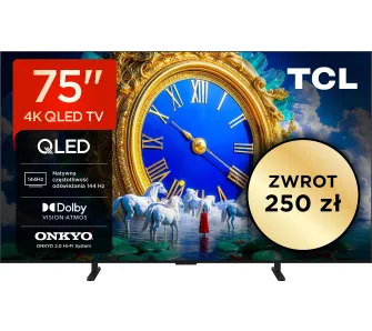 Telewizor TCL 75A400 75" QLED 4K 144Hz Google TV Funkcje AI Dolby Vision Dolby Atmos DTS-X HDMI 2.1 DVB-T2