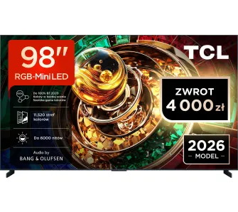 Telewizor TCL 98RM9L 98" RGB-Mini LED 4K 144Hz Google TV Funkcje AI Dolby Vision Dolby Atmos Bang & Olufsen HDMI 2.1 DVB-T2