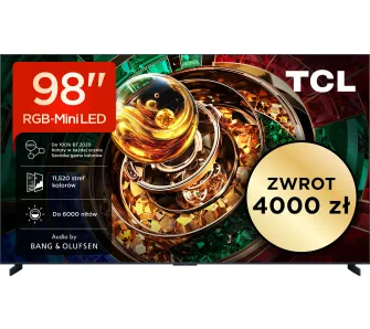 Telewizor TCL 98RM9L 98" RGB-Mini LED 4K 144Hz Google TV Funkcje AI Dolby Vision Dolby Atmos Bang & Olufsen HDMI 2.1 DVB-T2