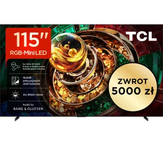Telewizor TCL 115RM9L 115" RGB-Mini LED 4K 144Hz Google TV Funkcje AI Dolby Vision Dolby Atmos Bang & Olufsen HDMI 2.1 DVB-T2