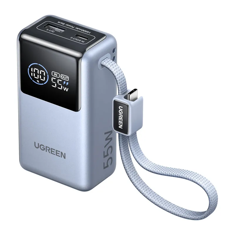 Powerbank UGREEN PB727 10000mAh 55W Wbudowany kabel Szary