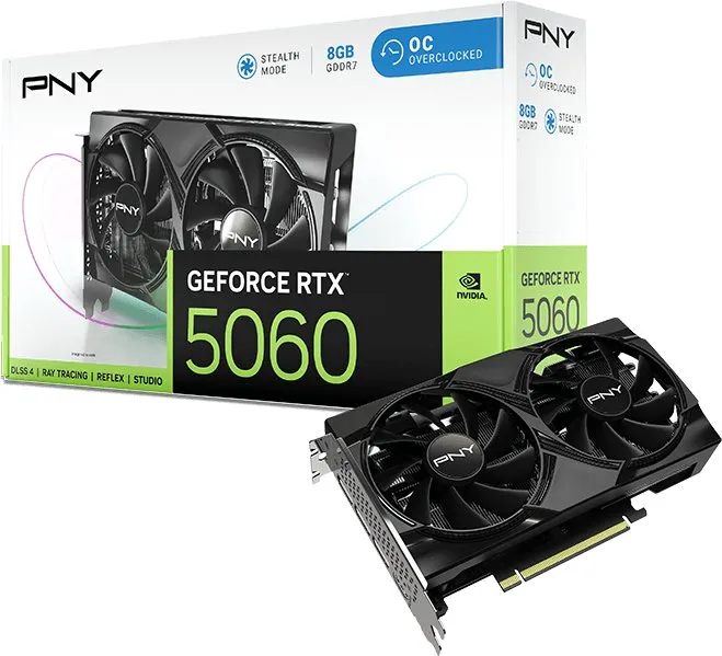 Karta graficzna PNY GeForce RTX 5060 Overclocked Dual Fan 8GB GDDR7 128bit DLSS 4