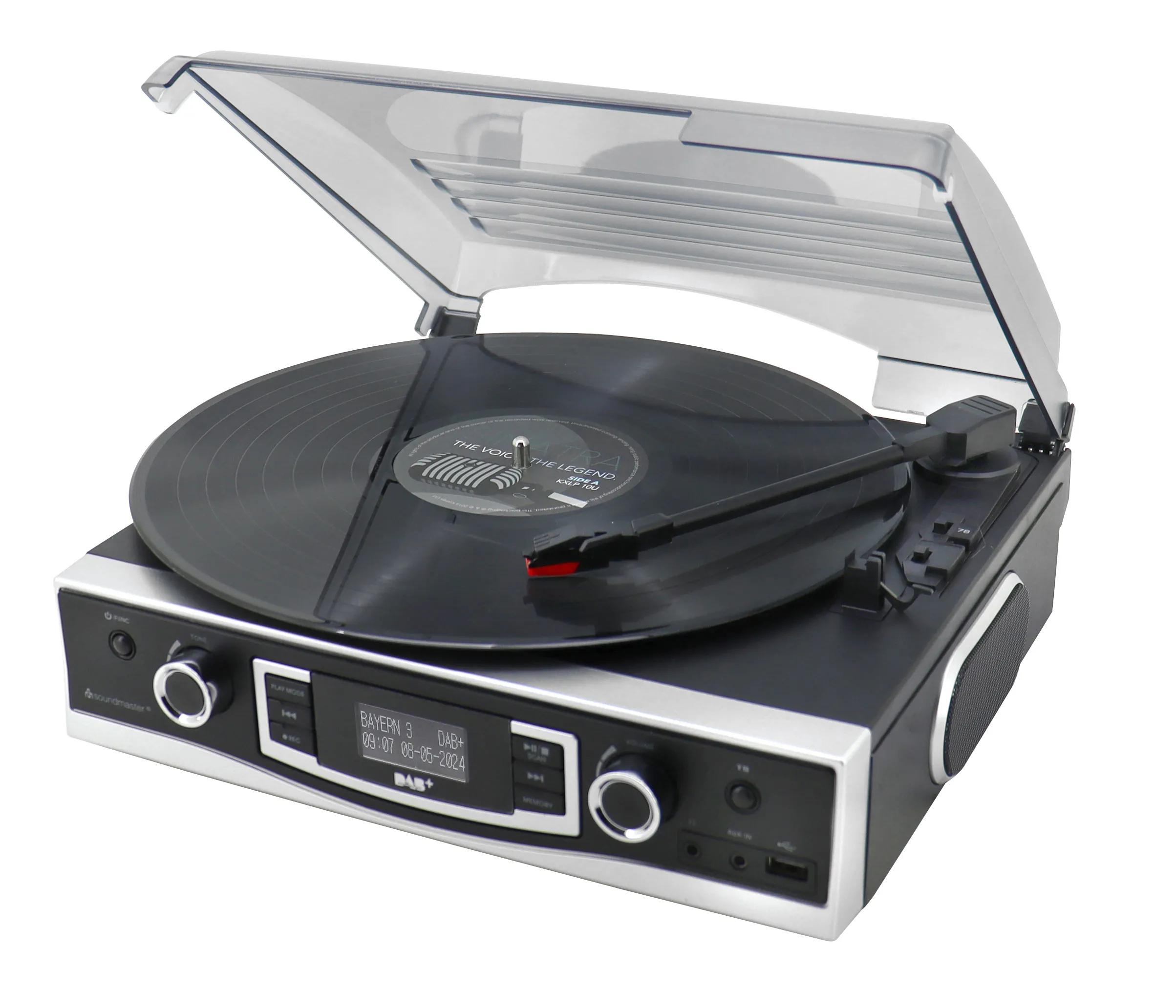 Gramofon Soundmaster PL590SW Manualny Napęd paskowy Przedwzmacniacz Czarny