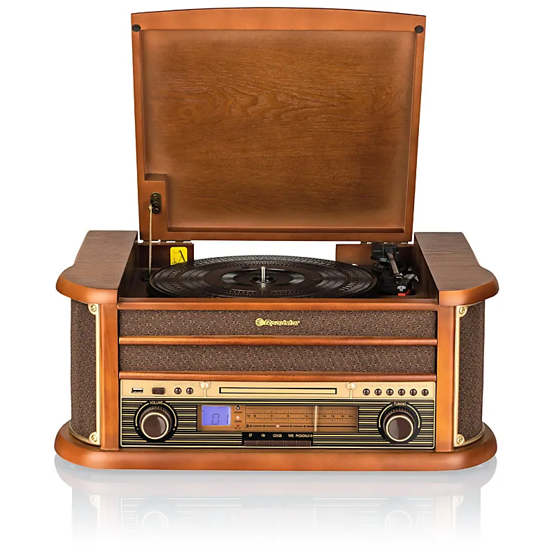 Gramofon Roadstar HIF-1993BT Manualny Napęd paskowy Bluetooth Odtwarzacz CD Magnetofon Brązowy
