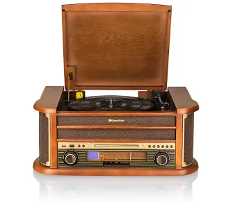 Gramofon Roadstar HIF-1993BT Manualny Napęd paskowy Bluetooth Odtwarzacz CD Magnetofon Brązowy