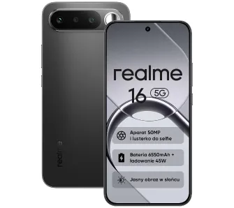 Smartfon realme 16 5G 8/256GB Funkcje AI 6,57" 120Hz 50Mpix Czarny