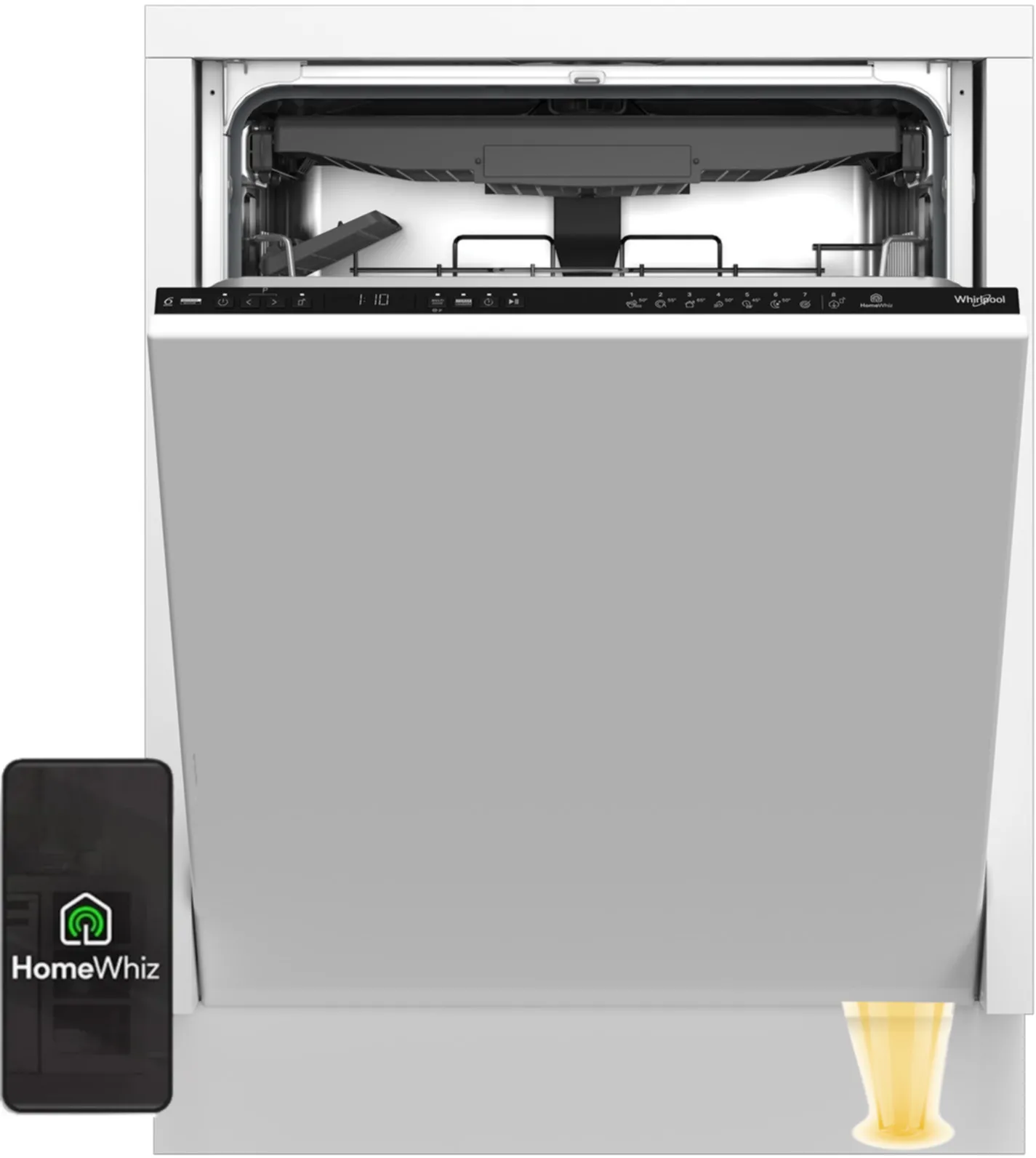Zmywarka Whirlpool WH6ITC14B4N6LW 60cm Automatyczne otwieranie drzwi Szuflada na sztućce Zdalne sterowanie