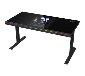 Biurko Lorgar Desk Elite 90 Series DE90G Blat Szklany140cm Regulacja wysokości Czarny