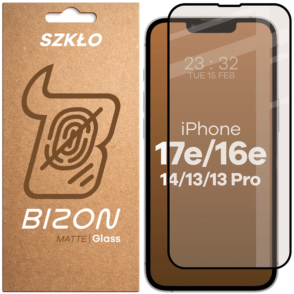 Szkło hartowane Bizon matowe Glass Matte do iPhone 17e / 16e / 14 / 13 Pro / 13