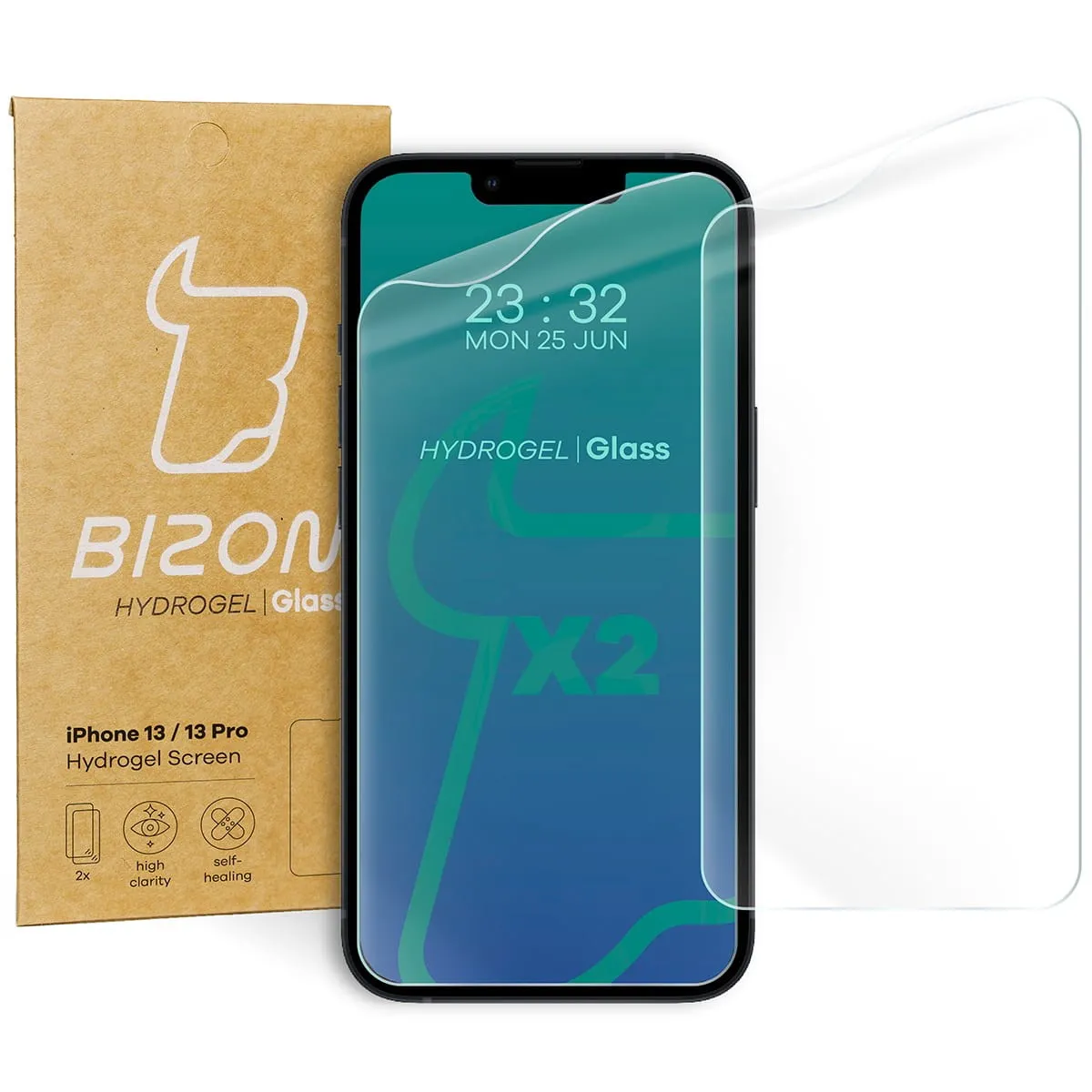 Folia hydrożelowa Bizon na ekran Film Hydrogel Front Duo do iPhone 13 / 13 Pro / 14 2 sztuki