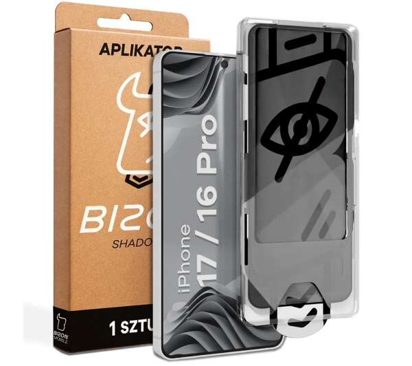 Bizon prywatyzujące z ramką montażową Glass Aplikator Shadow do iPhone 16 Pro / 17 1 zestaw