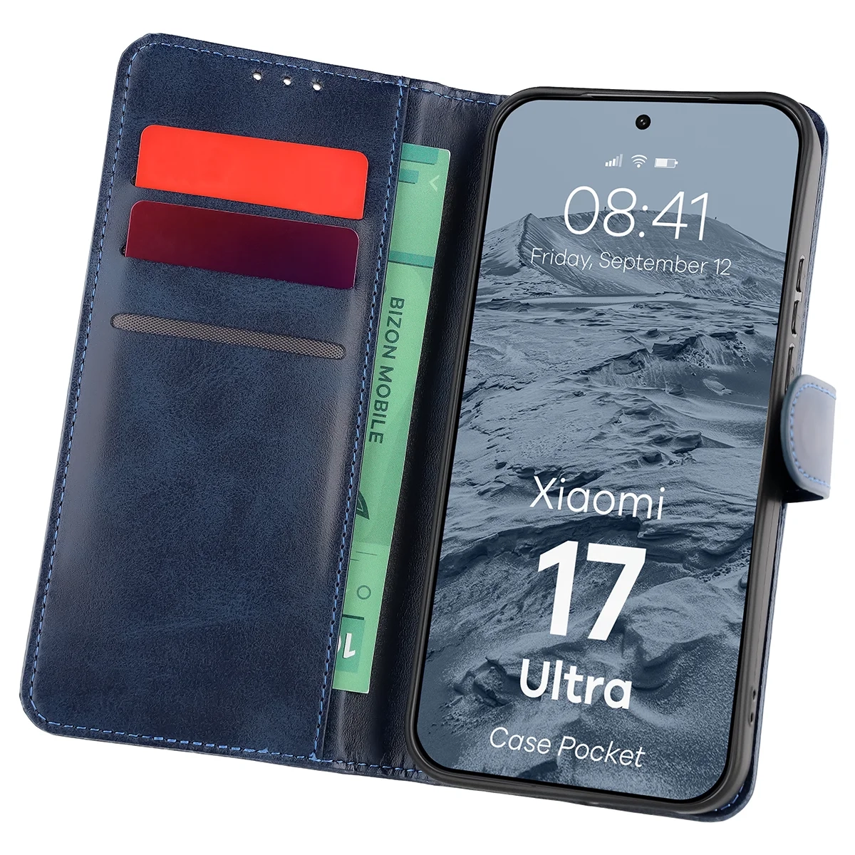 Etui Bizon Case Pocket do Xiaomi 17 Ultra Granatowy