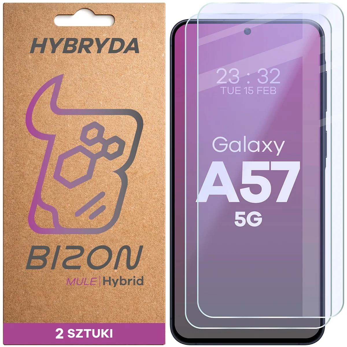 Szkło hybrydowe Bizon elastyczne Hybrid Mule Duo do Galaxy A57 5G 2 sztuki
