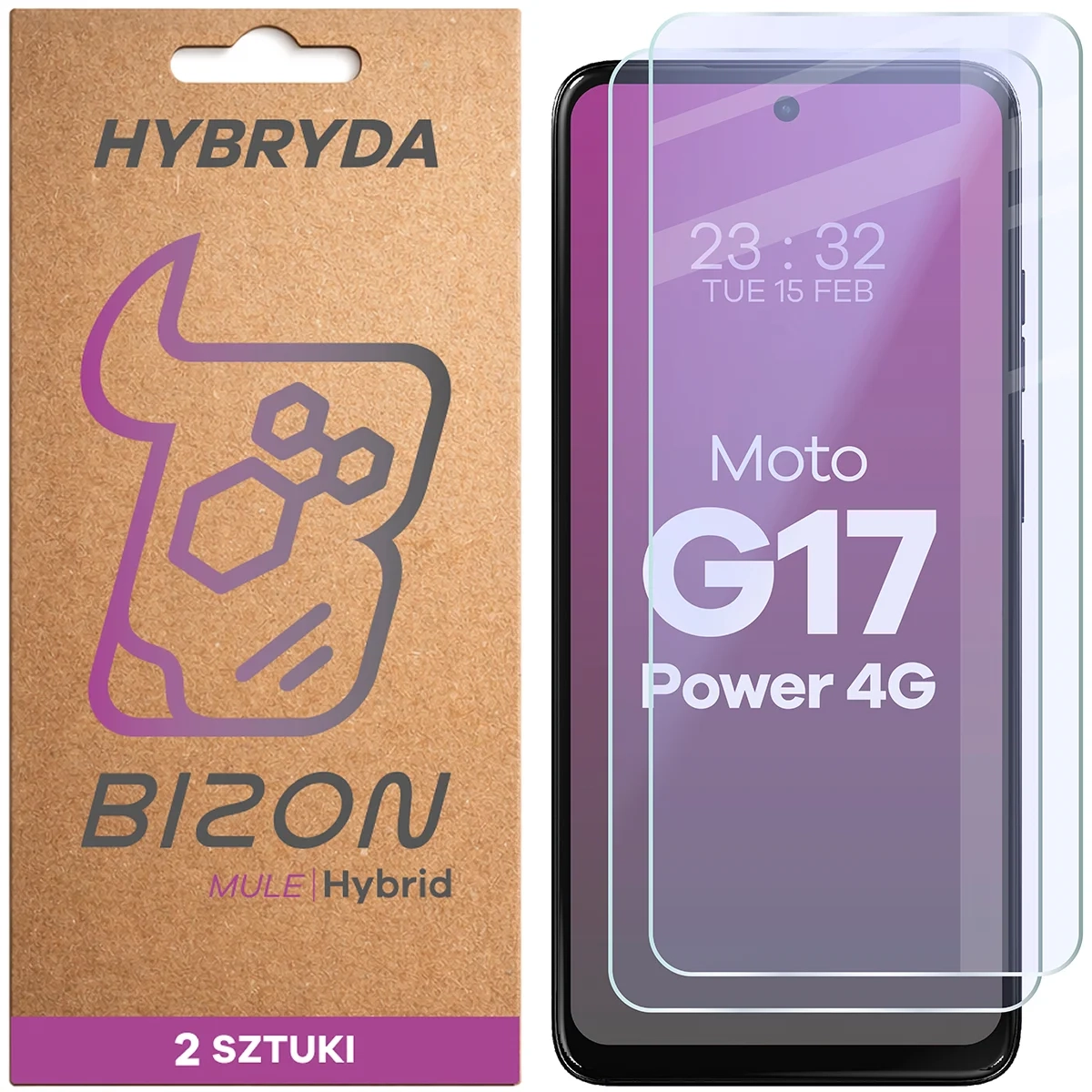 Szkło hybrydowe Bizon elastyczne Hybrid Mule Duo do Motorola Moto G17 Power 2 sztuki