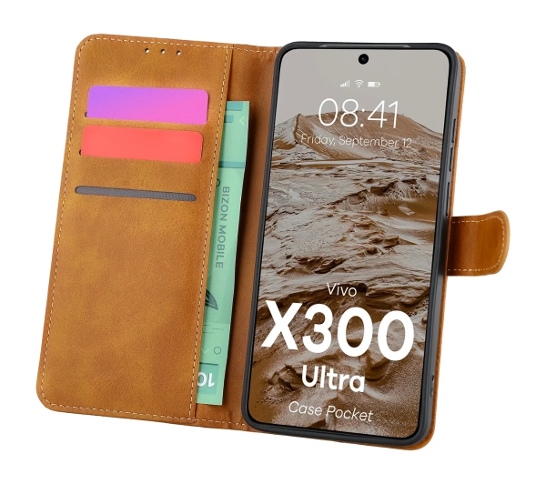 Bizon Case Pocket do Vivo X300 Ultra Brązowy