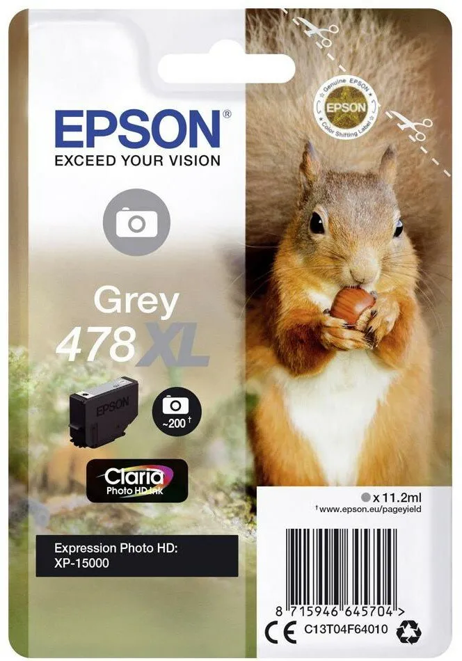 Tusz Epson 478XL Szary 11.2 ml C13T04F64010