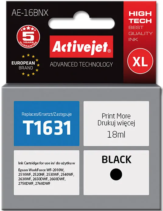 Tusz ActiveJet AE-16BNX (zamiennik 16XL T1631) Czarny 18 ml