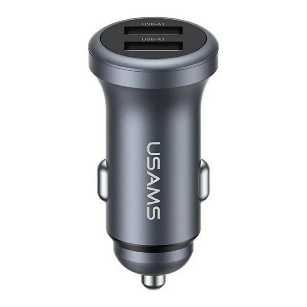 Ładowarka samochodowa USAMS CC320 Aluminium 2.4A 2x USB-A Szary