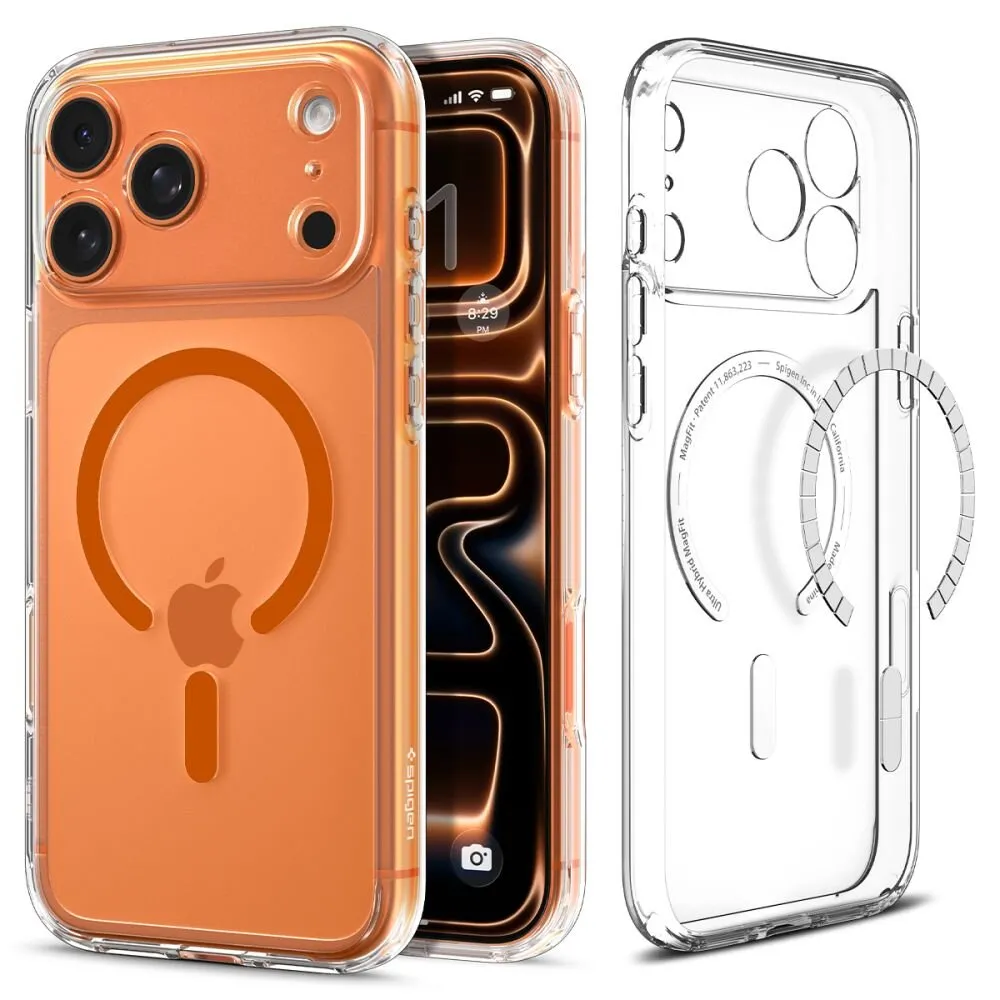 Wodoszczelne etui Spigen Ultra Hybrid Mag do MagSafe do iPhone 17 Pro Max Przezroczysto-pomarańczowe