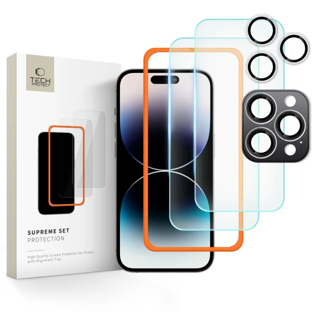 Szkło hartowane Tech-Protect Supreme SEt 3-Pack do iPhone 16 Pro Max