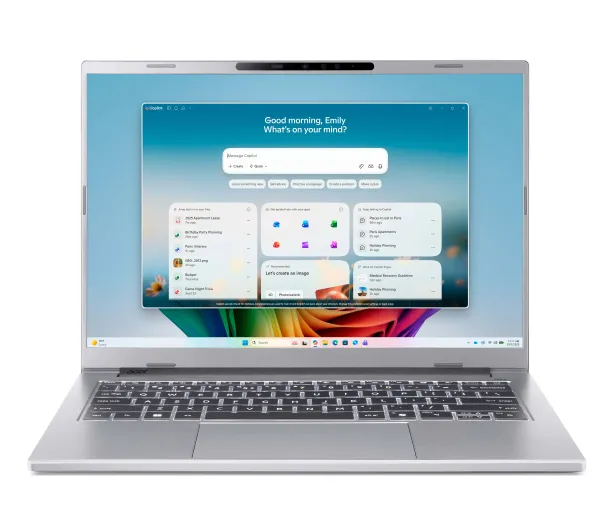 Acer Aspire 14 AI A14-A71M 14" Ryzen AI 7 445 16GB RAM 512GB Dysk SSD Win11 Srebrny Funkcje AI