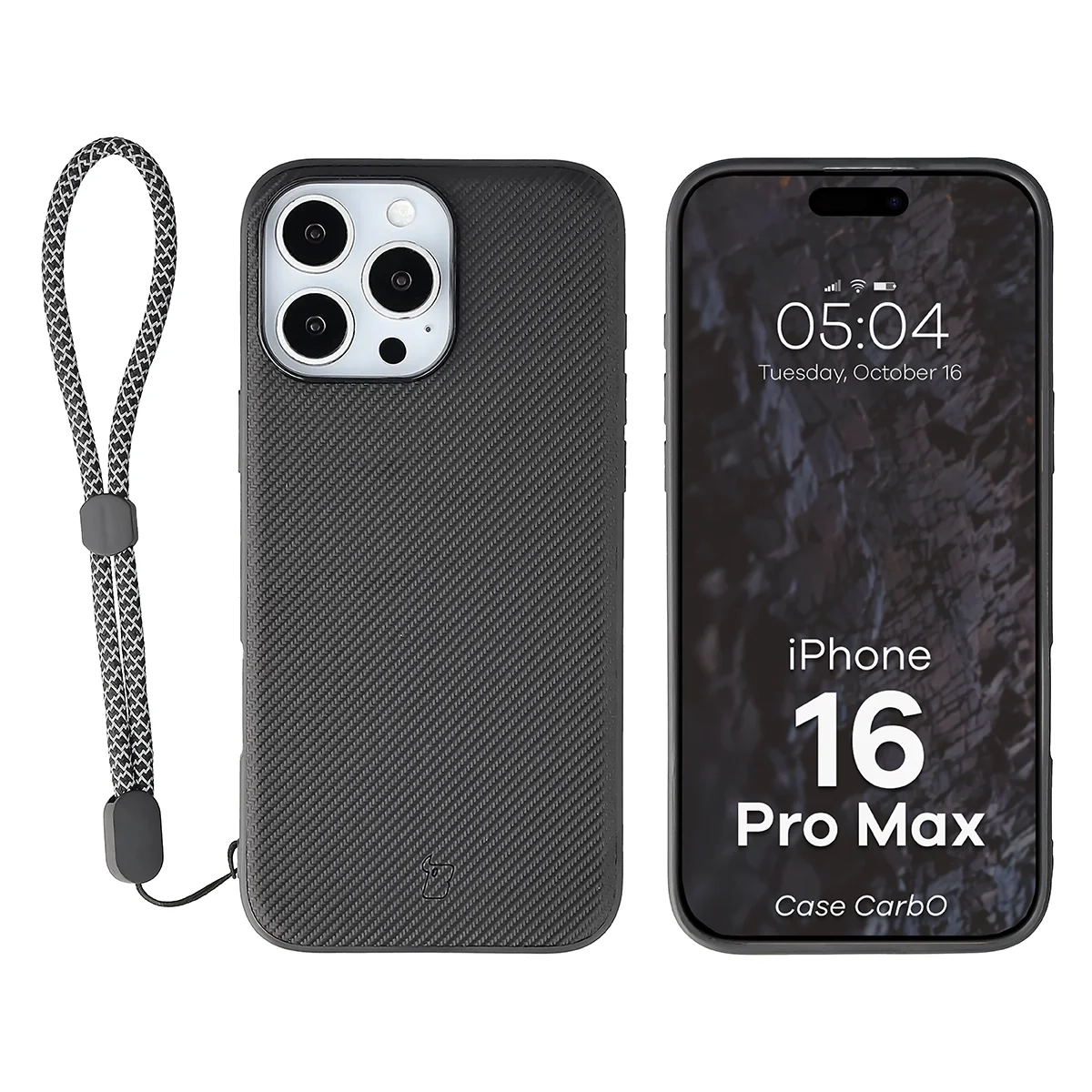 Etui Bizon Case CarbO do iPhone 16 Pro Max Czarny