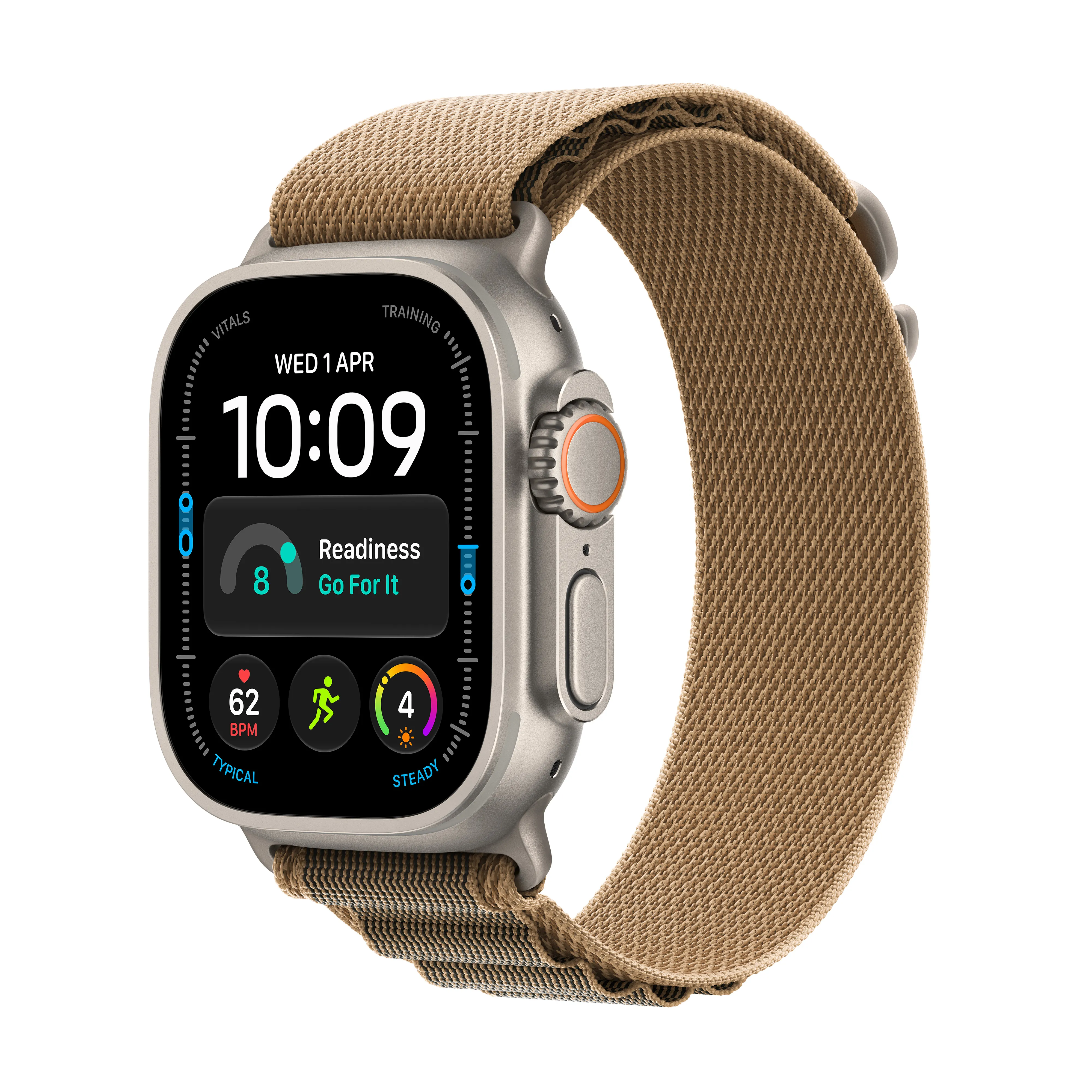 Apple Watch Ultra 4 GPS + Cellular koperta z tytanu Naturalna 49mm Opaska Alpine w kolorze pustyni Rozmiar S