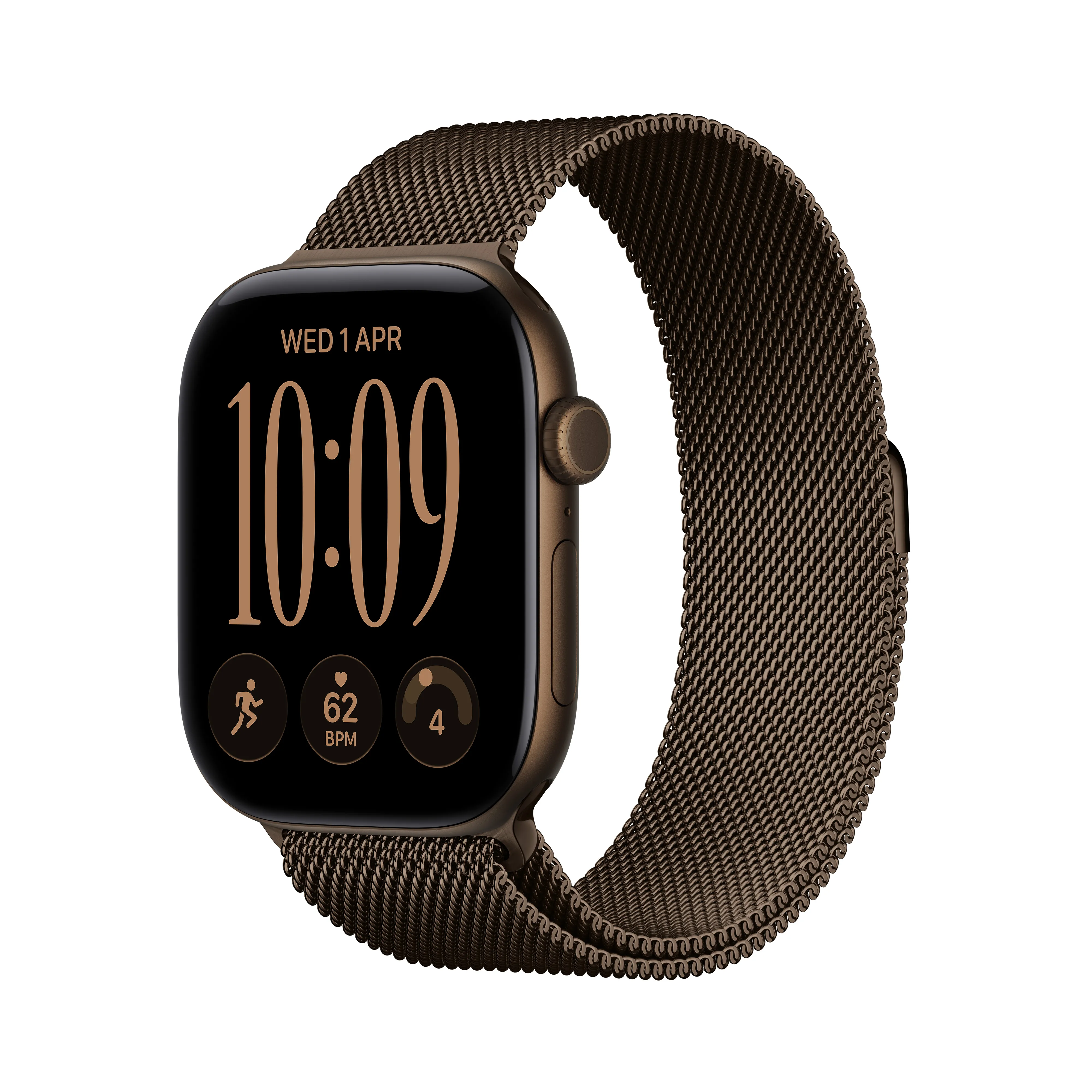 Apple Watch Series 12 GPS Koperta 42 mm z aluminium w kolorze ciemnego brązu Bransoleta mediolańska ciemny brąz