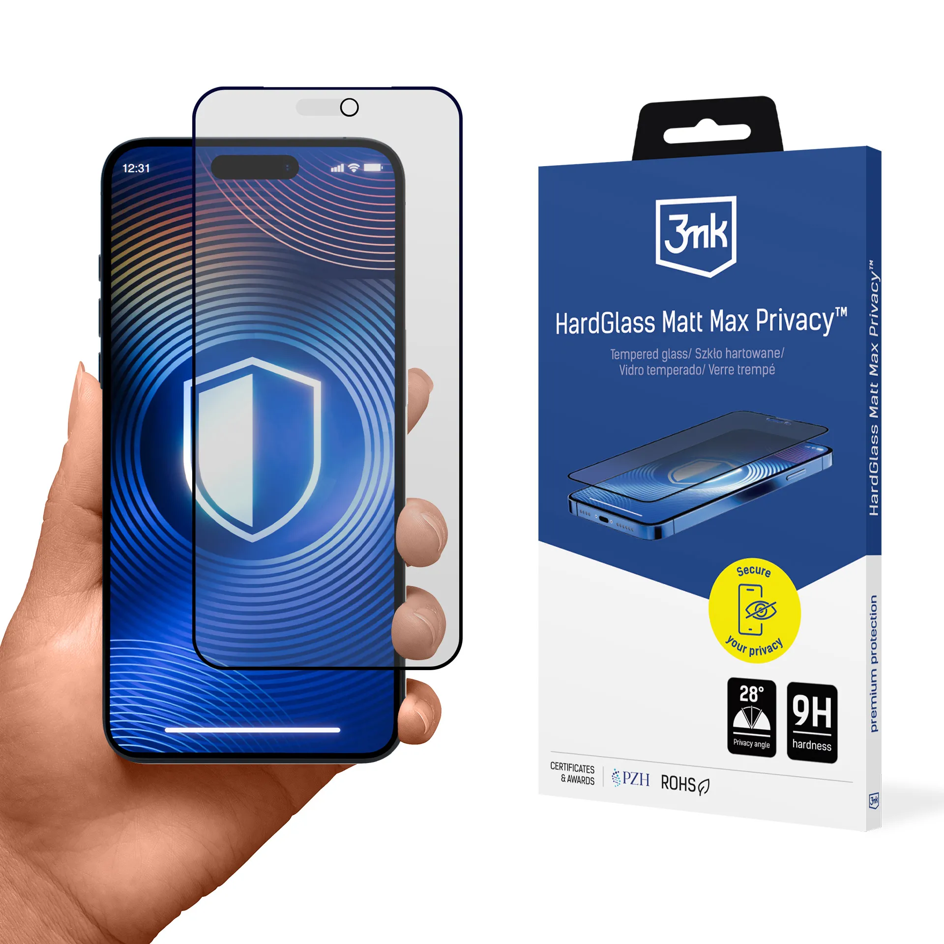 Szkło hartowane 3mk HardGlass Matt Max Privacy do Apple iPhone 18 Pro / 17 Pro