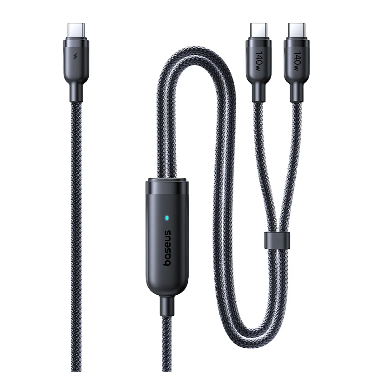 Kabel Baseus Flash 4 2w1 USB-C do 2x USB-C 140W 1,5m Czarny