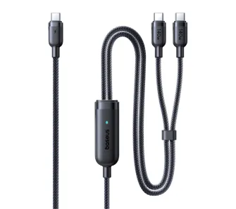 Kabel Baseus Flash 4 2w1 USB-C do 2x USB-C 140W 1,5m Czarny