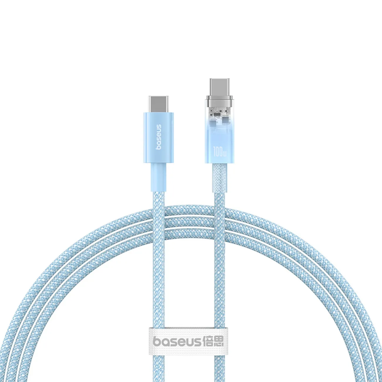 Kabel Baseus Explorer z inteligentnym czujnikiem temperatury USB-C do USB-C 100W 1m Niebieski