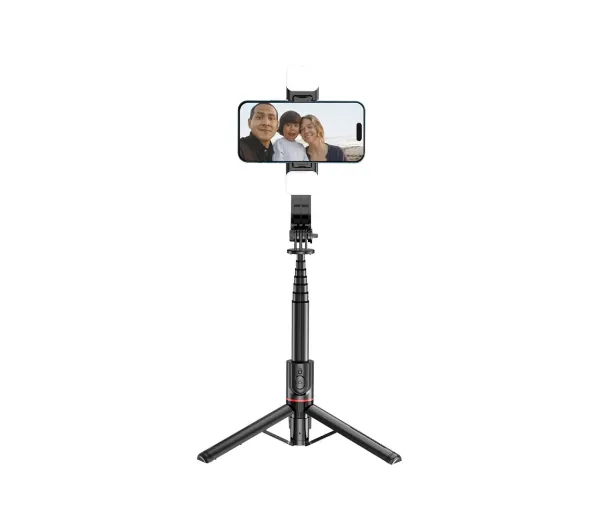 Tech-Protect L06S Tripod Bluetooth Rozkładany 104cm Światło LED Czarny