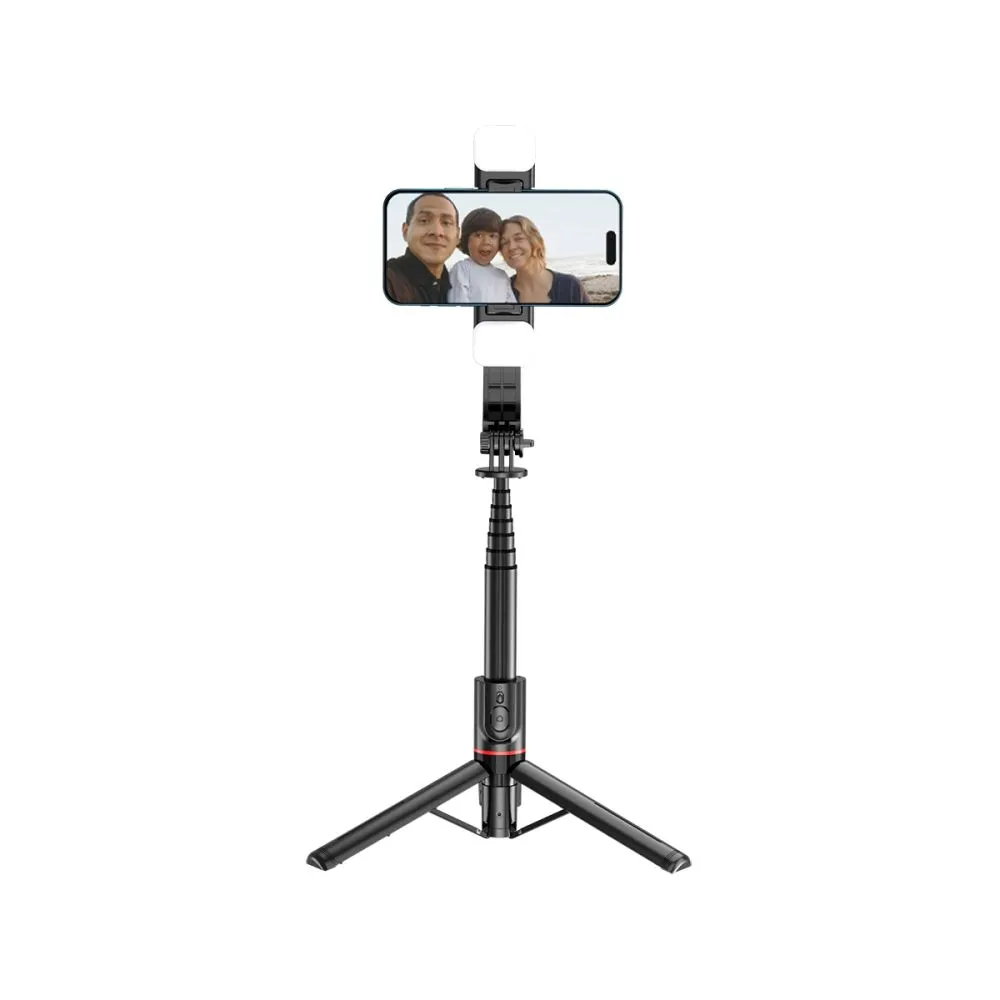 Selfie stick Tech-Protect L06S Tripod Bluetooth Rozkładany 104cm Światło LED Czarny