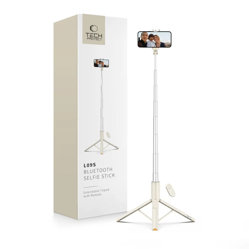 Selfie stick Tech-Protect L09S Tripod Bluetooth Rozkładany 146cm Beżowy