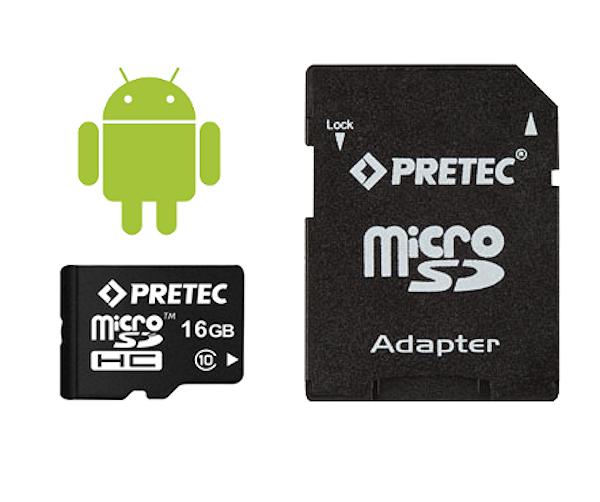 Pretec microSDHC Class 10 16GB + adapter
