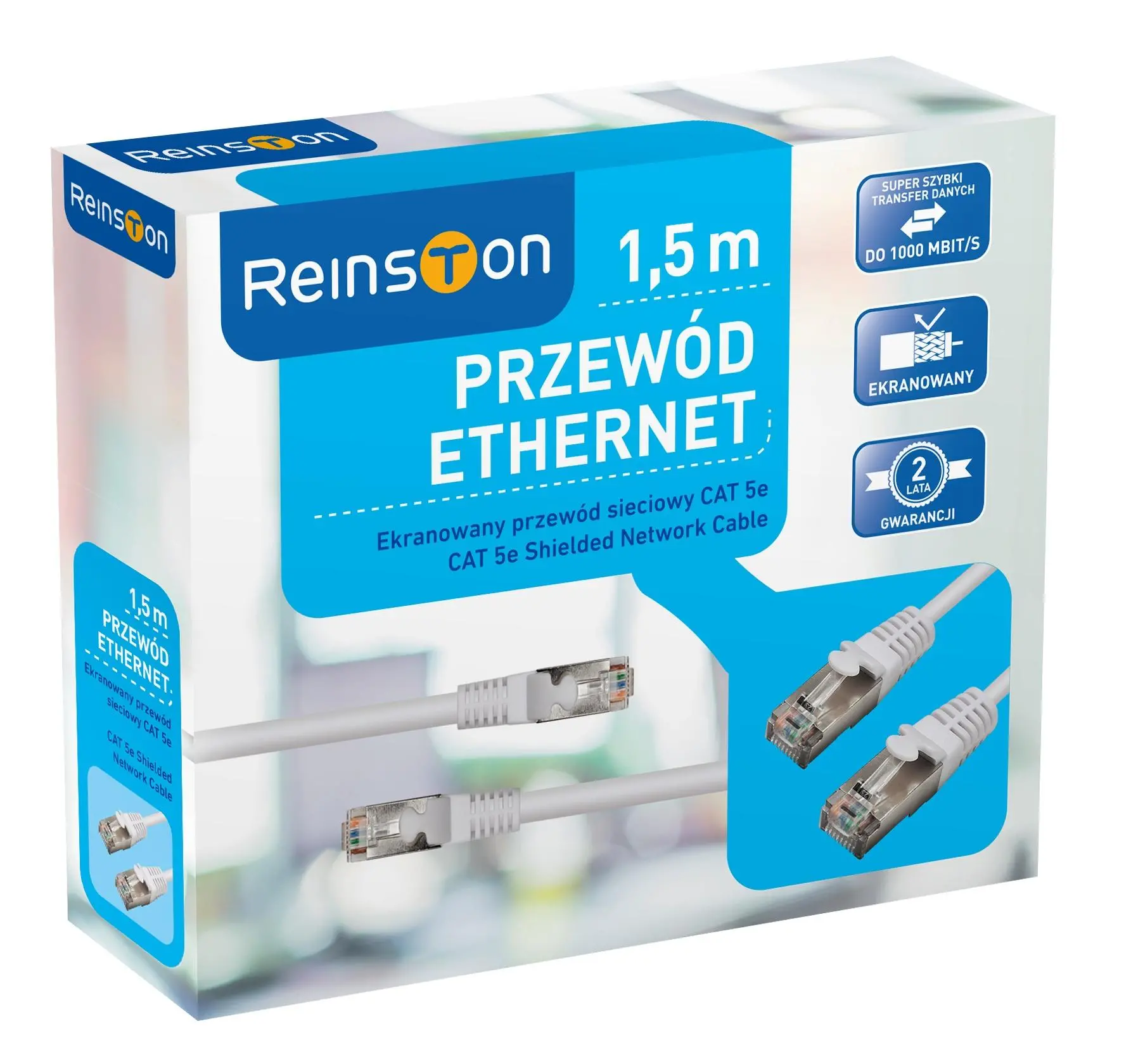 Kabel sieciowy Reinston EKK06 1,5m Srebrno-szary