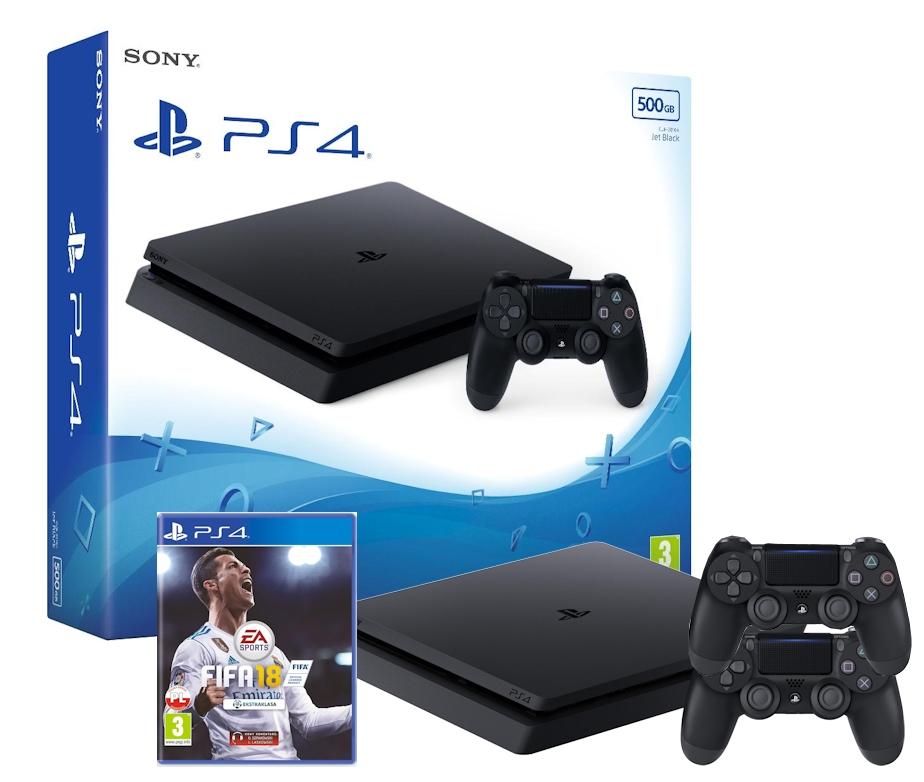 Konsola Sony PlayStation 4 Slim 500GB + FIFA 18 + 2 pady