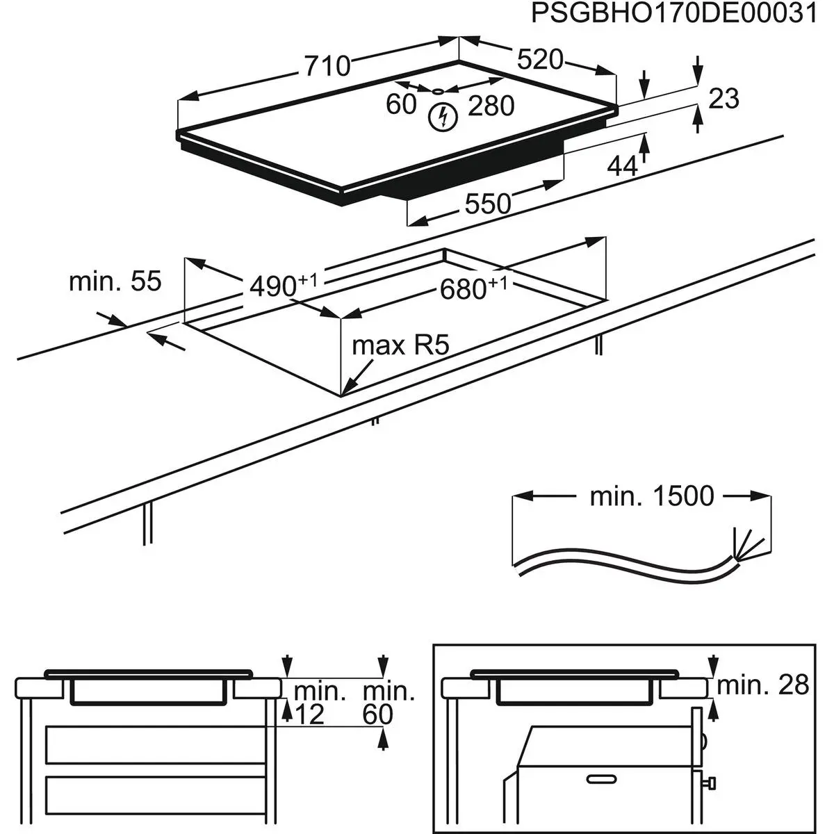 Płyta indukcyjna AEG Slim-fit IKE74441FB 71cm