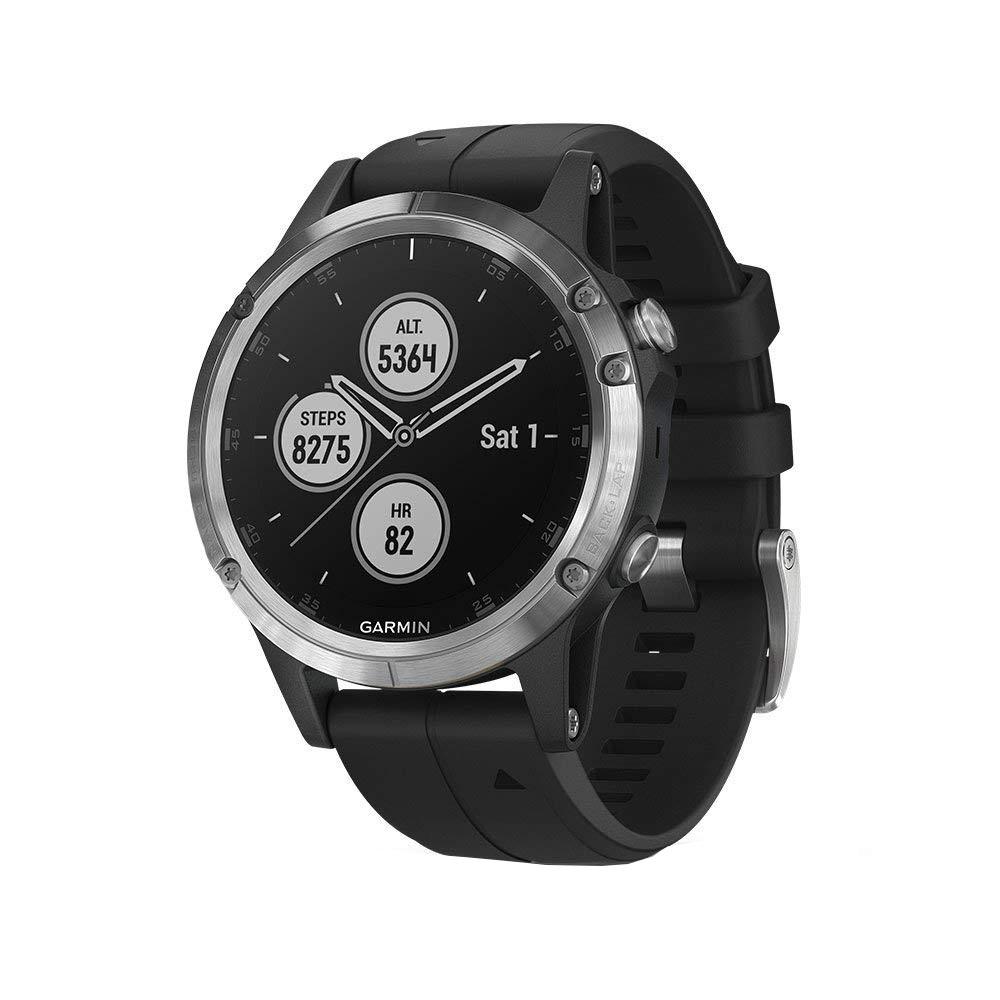 Zegarek sportowy Garmin Fenix 5 Plus Srebrny z Czarnym paskiem
