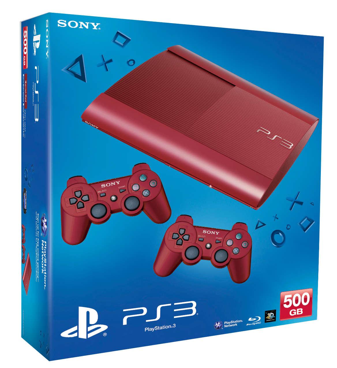 Sony PlayStation 3 Super Slim 500GB (czerwony) + 2 pady