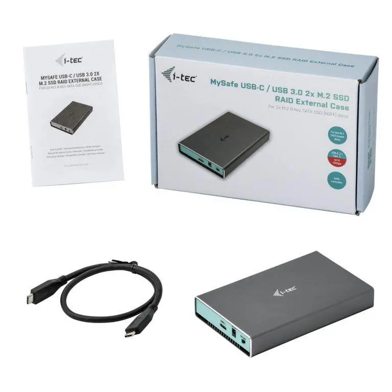 Obudowa i-Tec MySafe USB 3.0 / USB-C 3.1 Gen. 2, obudowa na 2x dyski SATA M.2 Szary