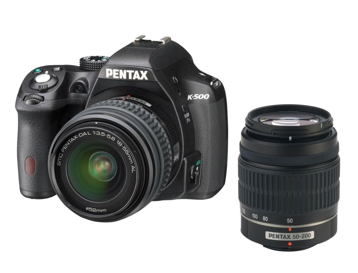Lustrzanka Pentax K-500 + DAL 18-55 mm + DAL 50-200 mm (czarny)