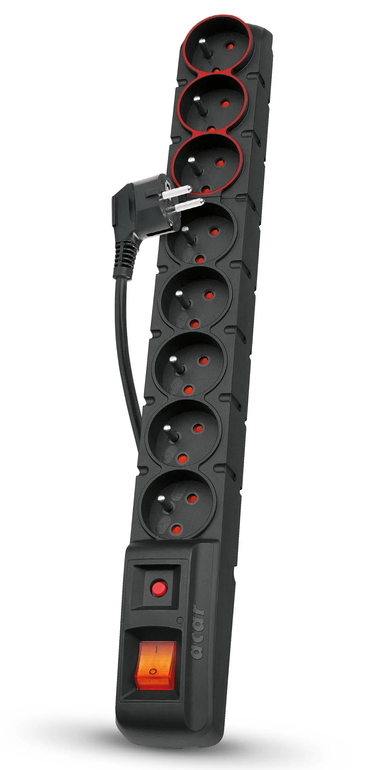 Listwa Acar S8 dual 8 gniazd 1,5m Czarny