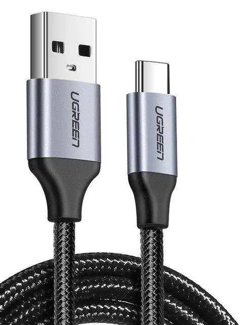 Kabel UGREEN Niklowany USB-C QC3,0 0,25m z aluminiową wtyczką Czarny