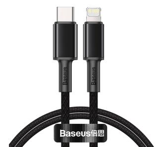 Kabel Baseus USB-C do Lightning High Density Braided 20W 5A PD 2m Czarny