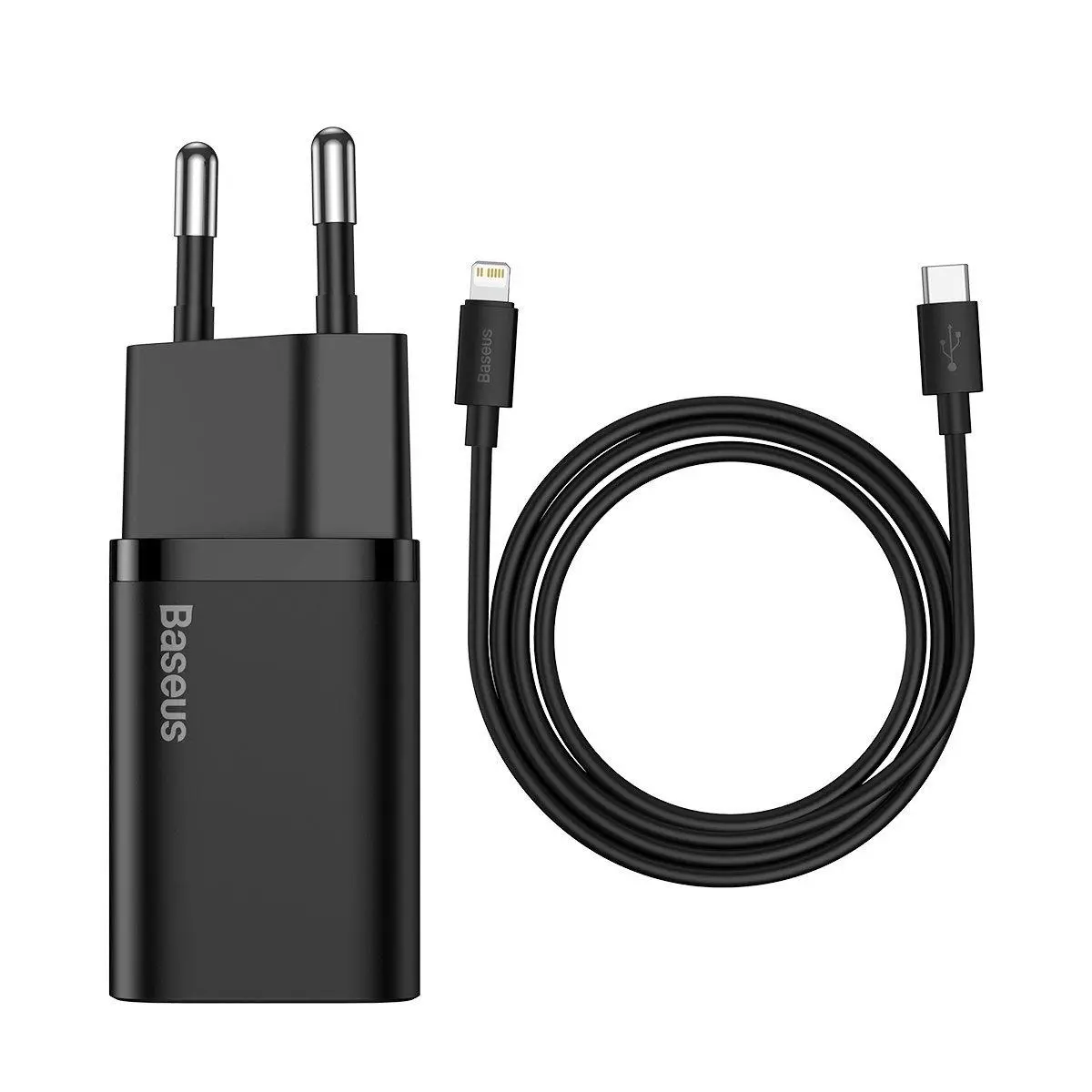 Ładowarka sieciowa Baseus TZCCSUP-B01 Super Si Quick Charger 1C PD 20W USB-C + kabel USB-C do Lightning 1m Czarny