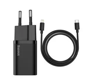 Baseus TZCCSUP-B01 Super Si Quick Charger 1C PD 20W USB-C + kabel USB-C do Lightning 1m Czarny
