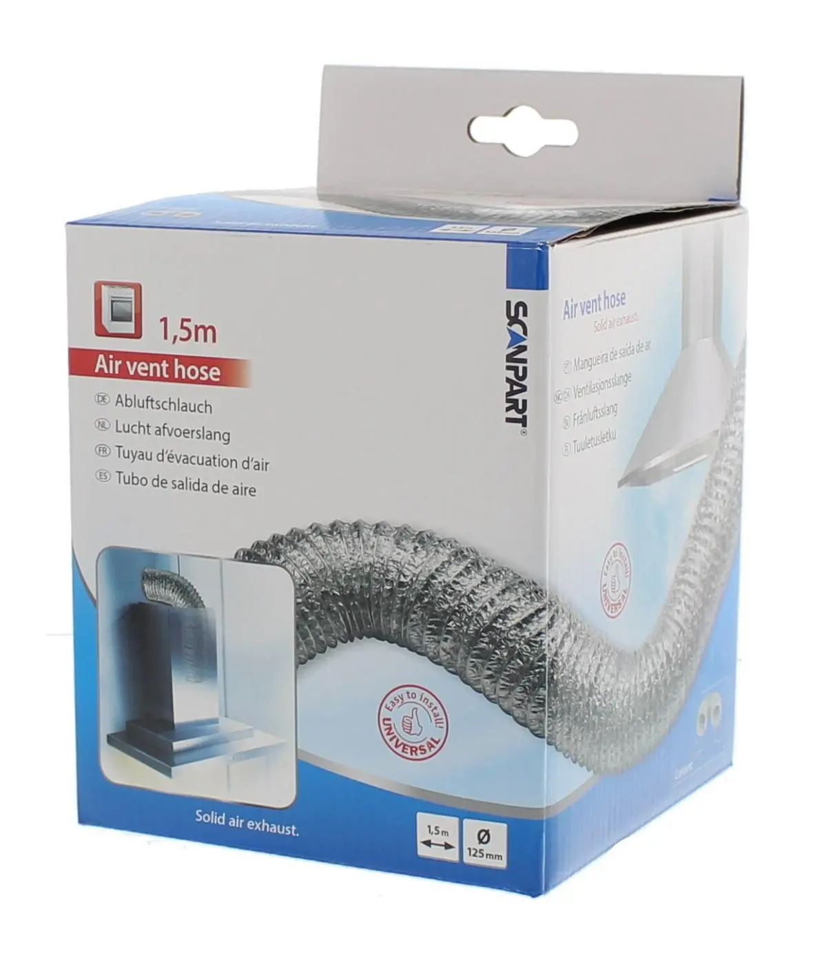 Wąż wentylacyjny do okapu Scanpart Aluminiowy 1,5m Z opaskami